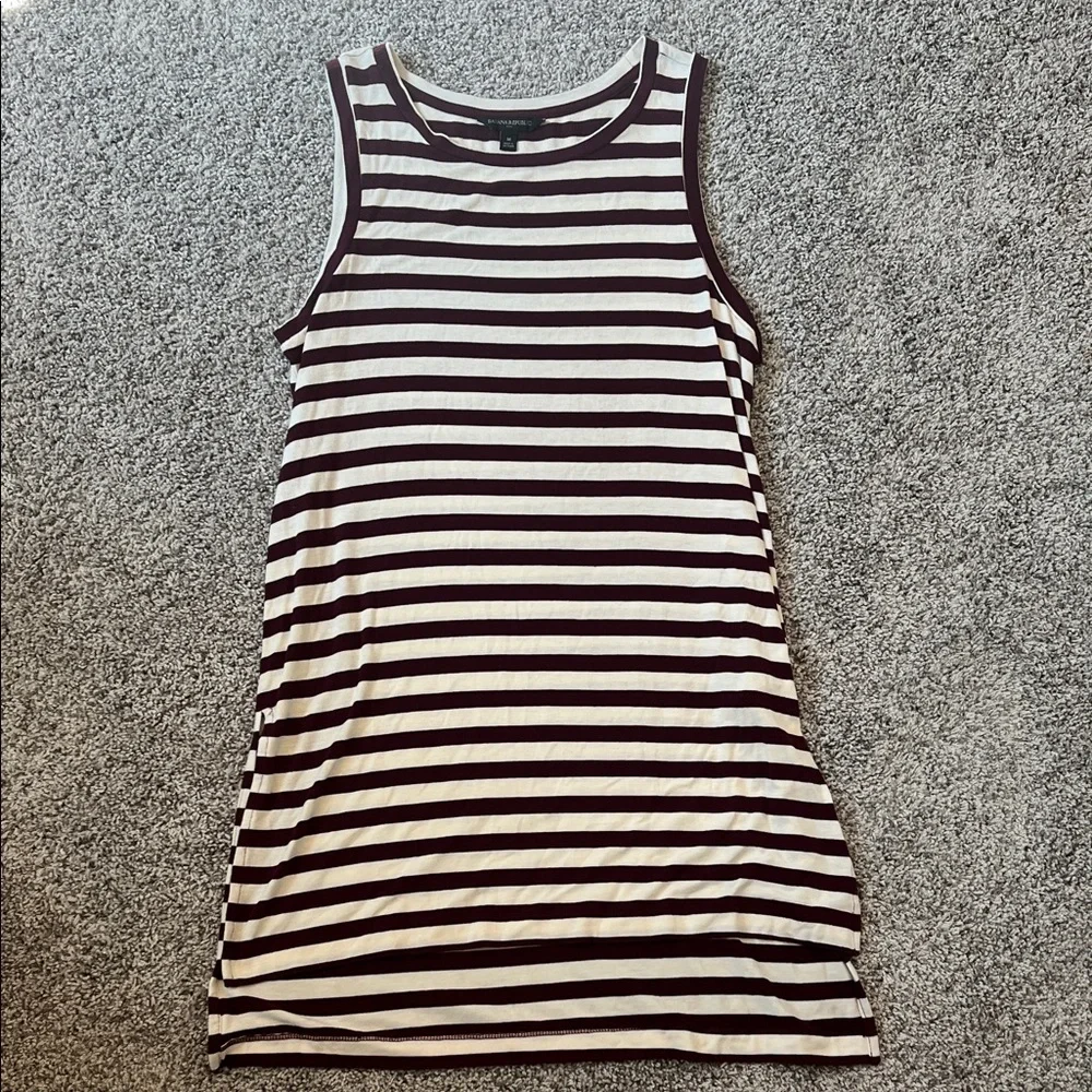 Banana Republic Maroon and White Striped Tank Top - Picture 1 of 5
